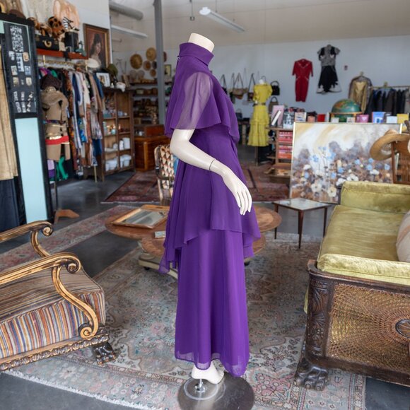 Vintage Late 60s/Early 70s Berkertex Purple Chiffon Dress — Made in England - Picture 11 of 13